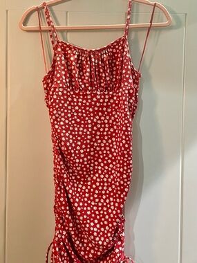 Rose Pink with White Daisy Floral Ribbed Dress